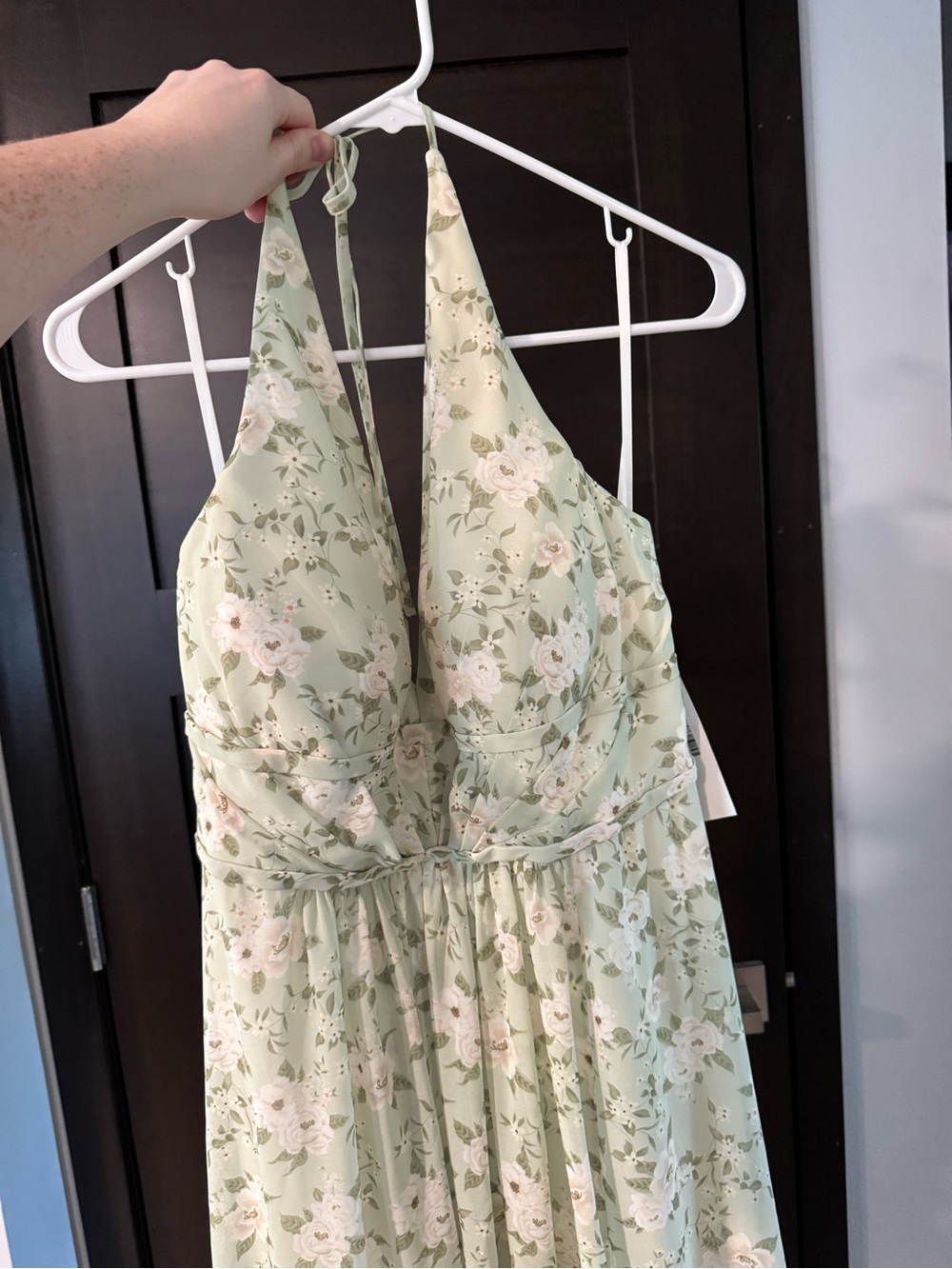 Floral Halter Maxi Dress in Sage Green